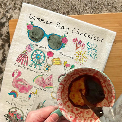 Summer Checklist Tea Towel – Bright Seasonal Decor