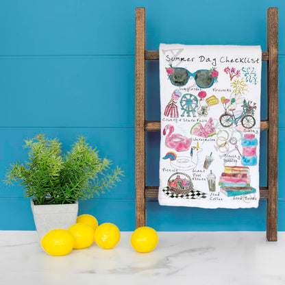 Summer Checklist Tea Towel – Bright Seasonal Decor
