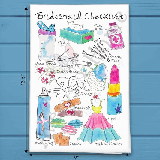 Bridesmaid Checklist Tea Towel – Wedding Party Gift