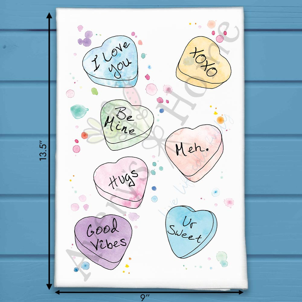 Conversation Hearts Tea Towel – Valentine Decor