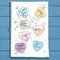 Conversation Hearts Tea Towel – Valentine Decor