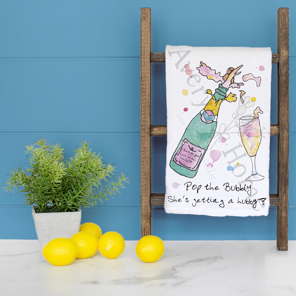 Pop the Bubbly Hubby Tea Towel – Engagement Celebration