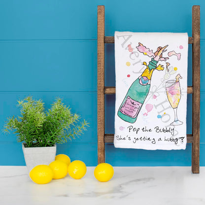 Pop the Bubbly Hubby Tea Towel – Engagement Celebration