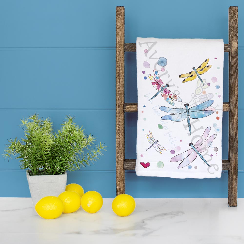 Dragonfly Garden Tea Towel – Nature-Inspired Decor