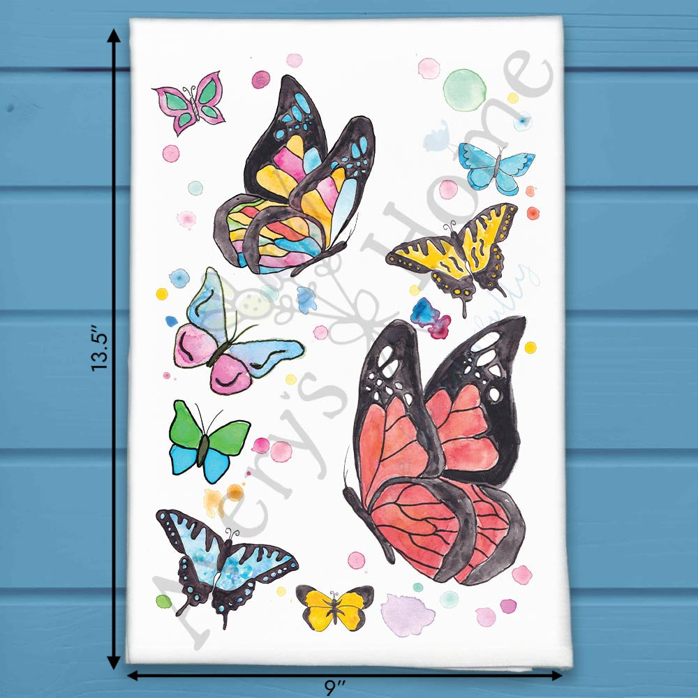 Rainbow Garden Butterflies Tea Towel – Colorful Decor