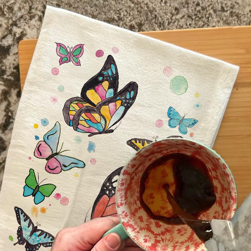Rainbow Garden Butterflies Tea Towel – Colorful Decor