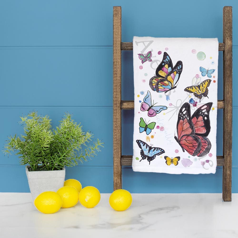 Rainbow Garden Butterflies Tea Towel – Colorful Decor