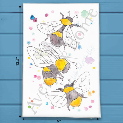 Garden Bees Tea Towel – Pollinator Decor Gift