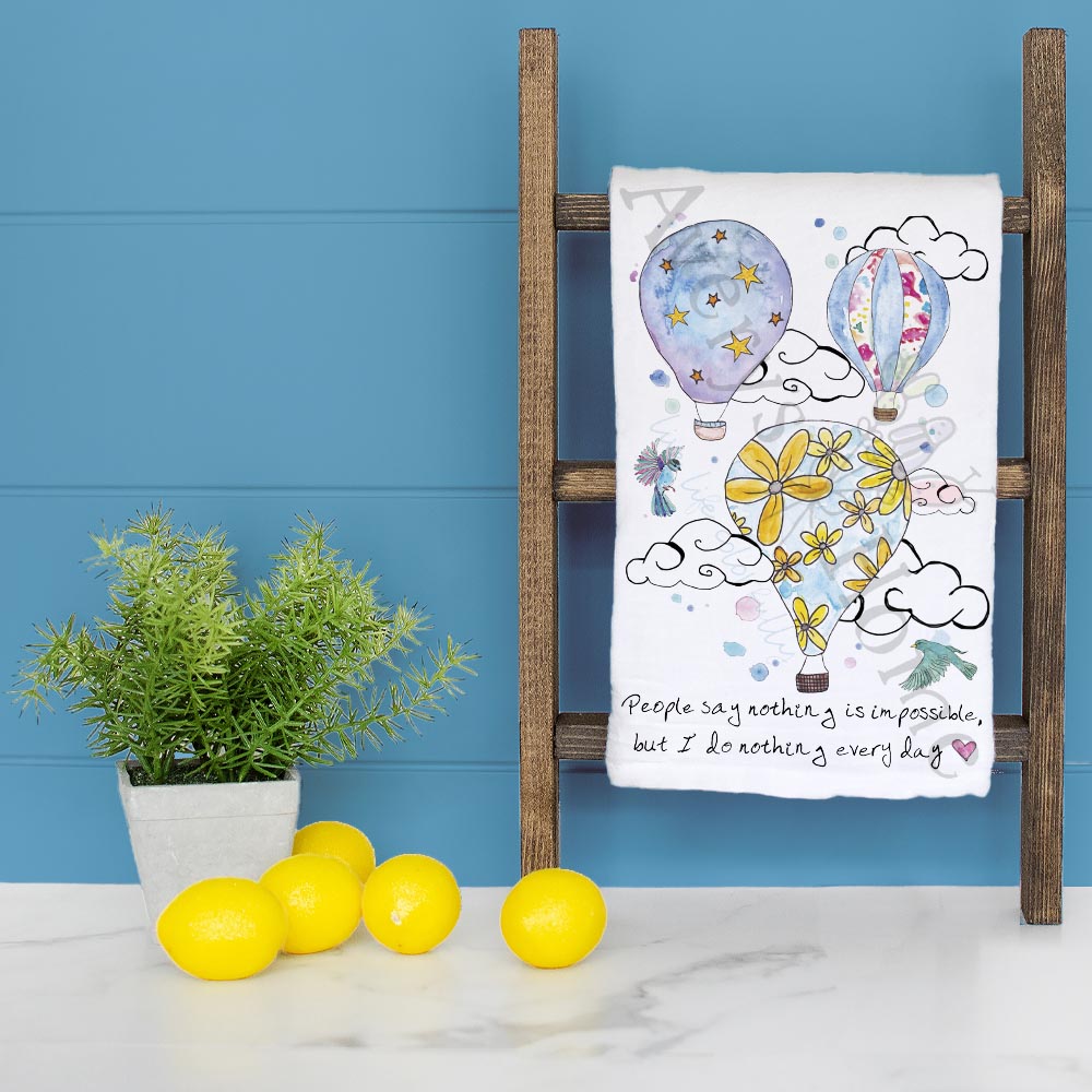 Hot Air Balloon Tea Towel – Whimsical Custom Decor