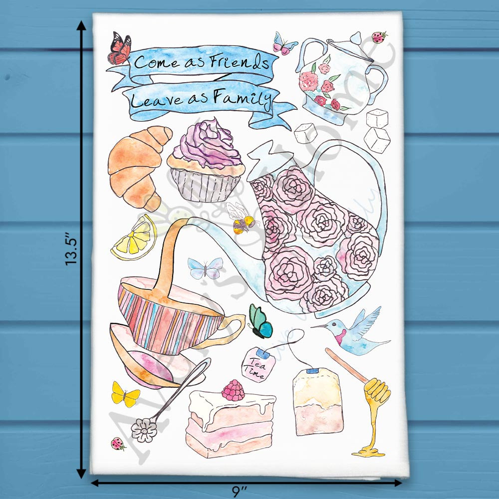 Friendship Tea Time Tea Towel – Whimsical Gathering Decor
