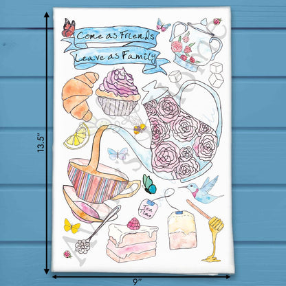 Friendship Tea Time Tea Towel – Whimsical Gathering Decor
