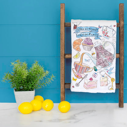 Friendship Tea Time Tea Towel – Whimsical Gathering Decor