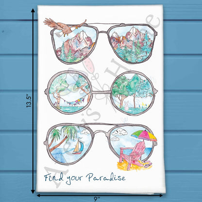 Find Paradise Sunglasses Landscapes Tea Towel