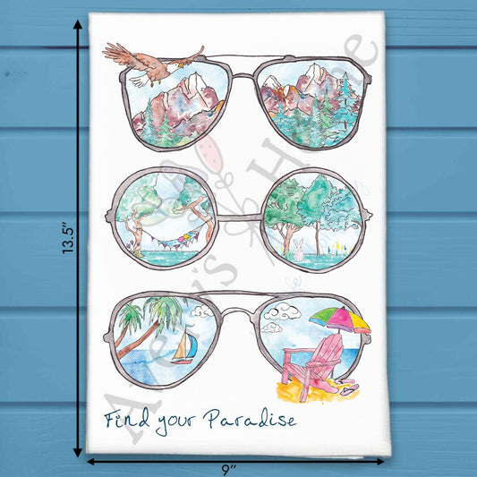 Find Paradise Sunglasses Landscapes Tea Towel