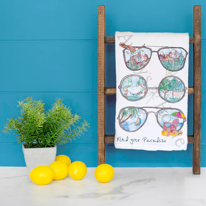Find Paradise Sunglasses Landscapes Tea Towel