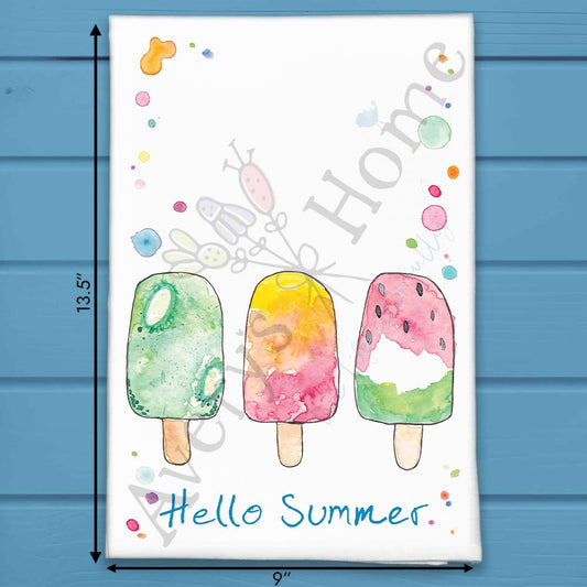 Hello Summer Popsicle Tea Towel – Seasonal Decor
