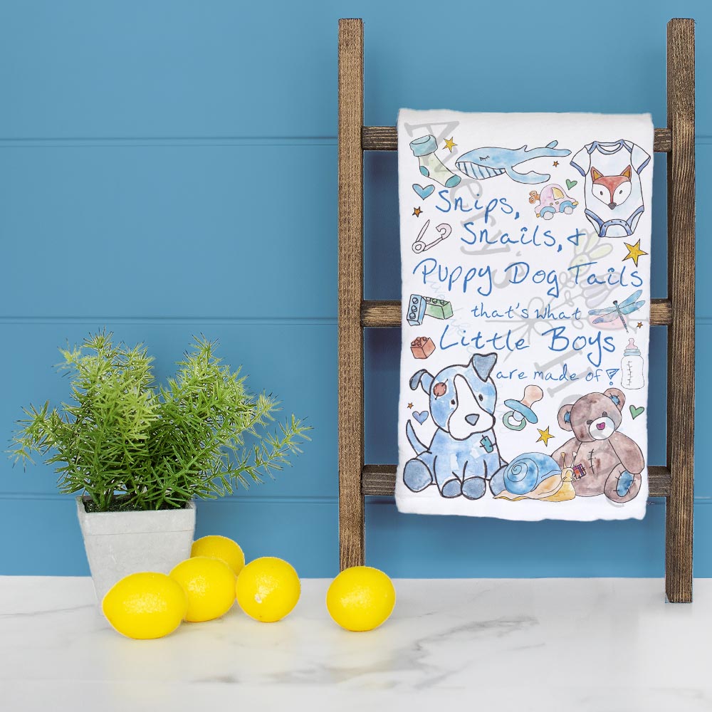 Baby Boy Saying Tea Towel – Snuggly Nursery Decor