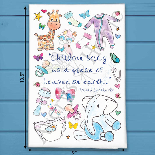 Children Are Heaven Tea Towel – Sentimental Quote Decor