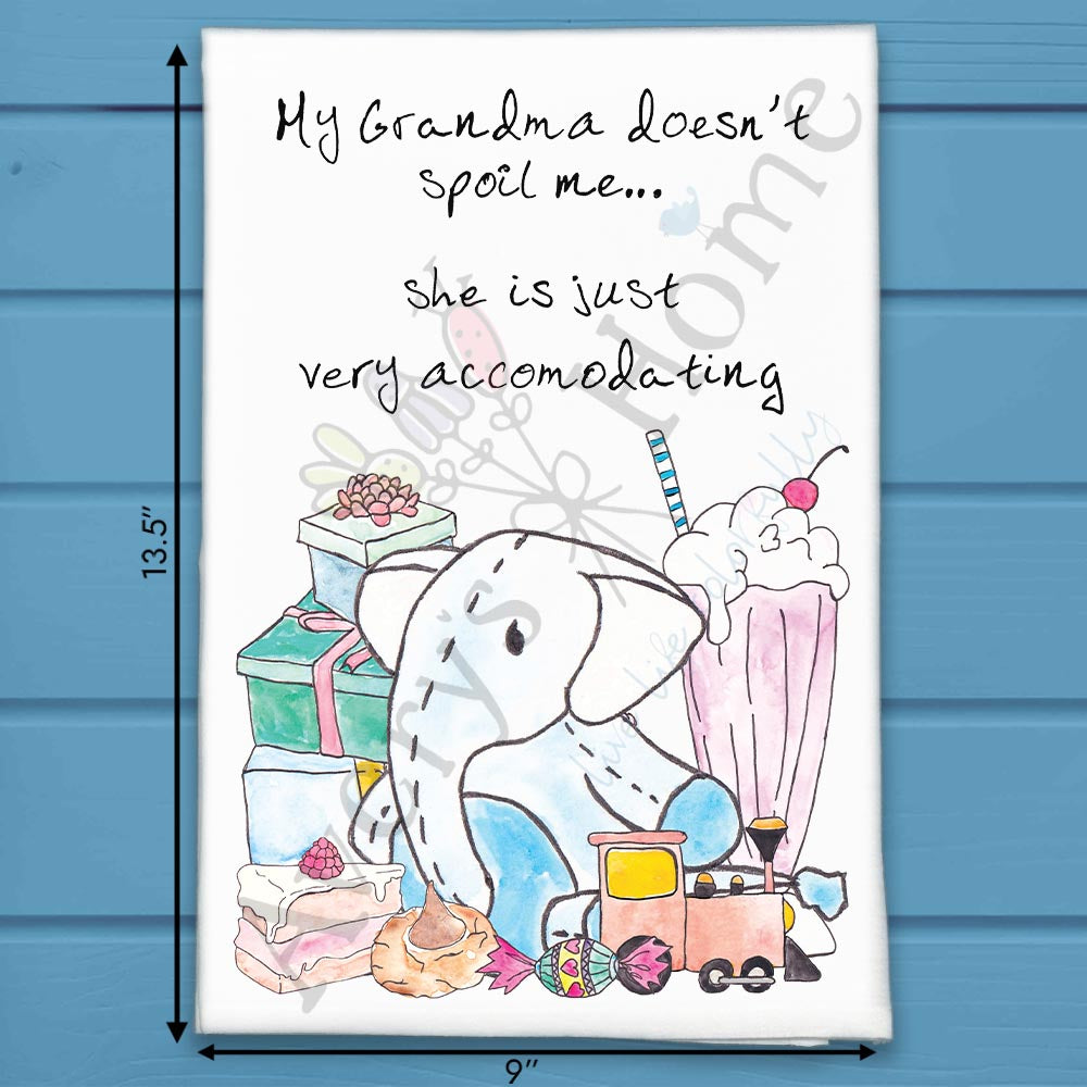 Accommodating Grandma Tea Towel – Playful Family Humor