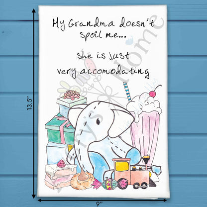 Accommodating Grandma Tea Towel – Playful Family Humor