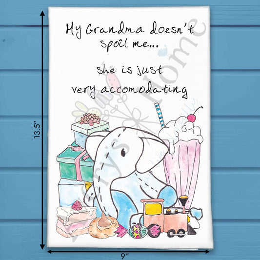 Accommodating Grandma Tea Towel – Playful Family Humor