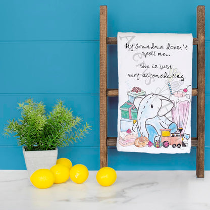 Accommodating Grandma Tea Towel – Playful Family Humor