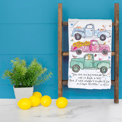 Spring Pickup Trucks Tea Towel