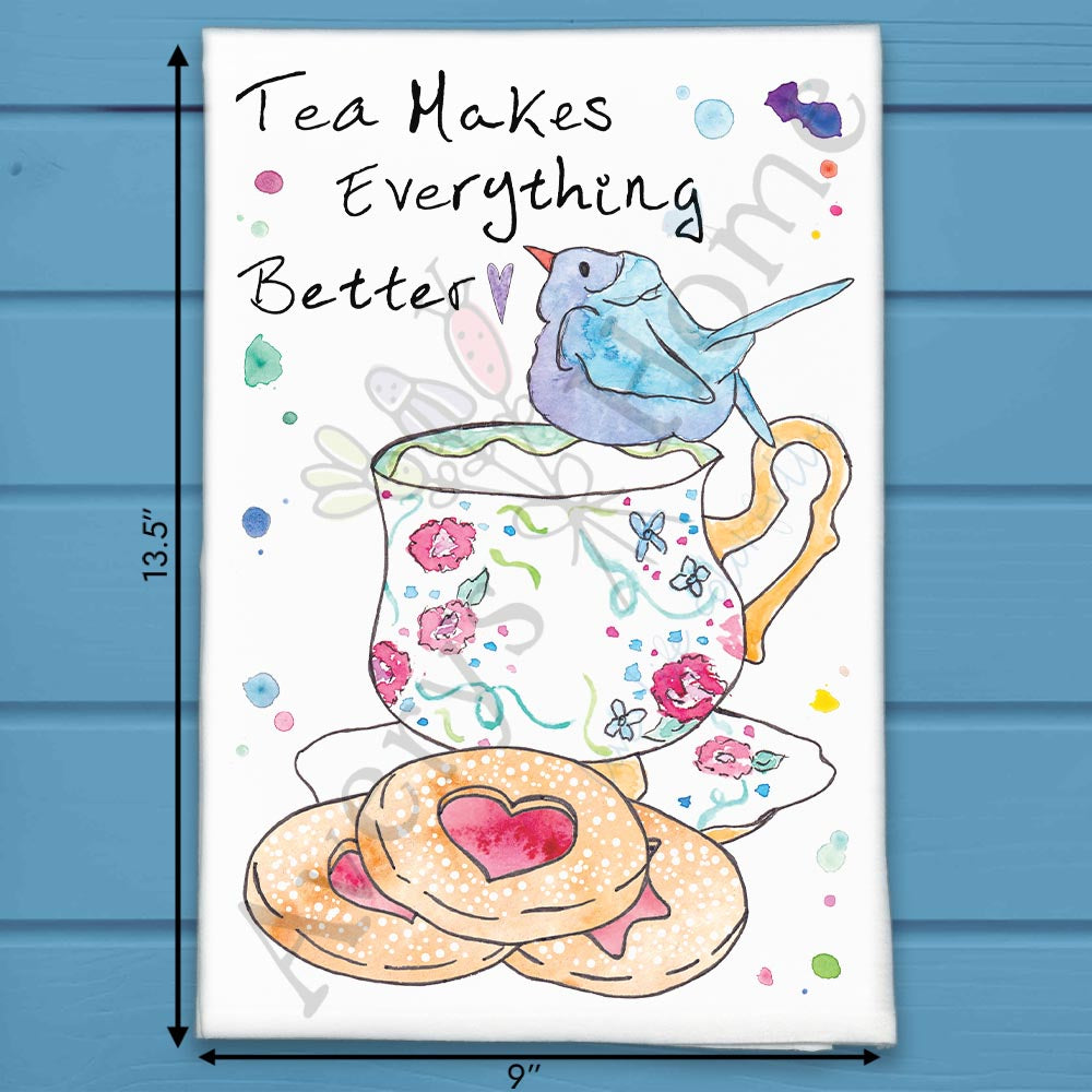 Tea, Cookies & Birds Tea Towel – Cozy Garden Vibe
