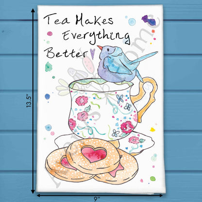 Tea, Cookies & Birds Tea Towel – Cozy Garden Vibe