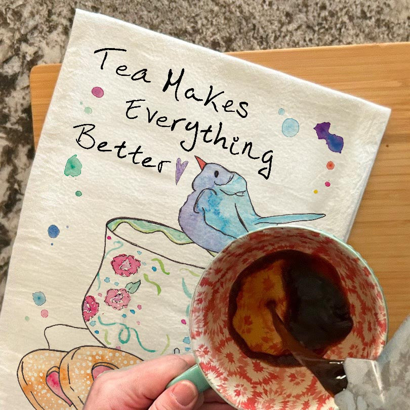 Tea, Cookies & Birds Tea Towel – Cozy Garden Vibe