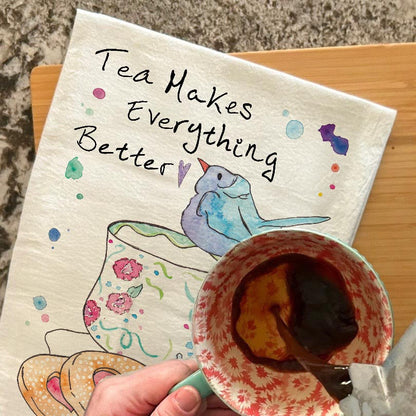 Tea, Cookies & Birds Tea Towel – Cozy Garden Vibe
