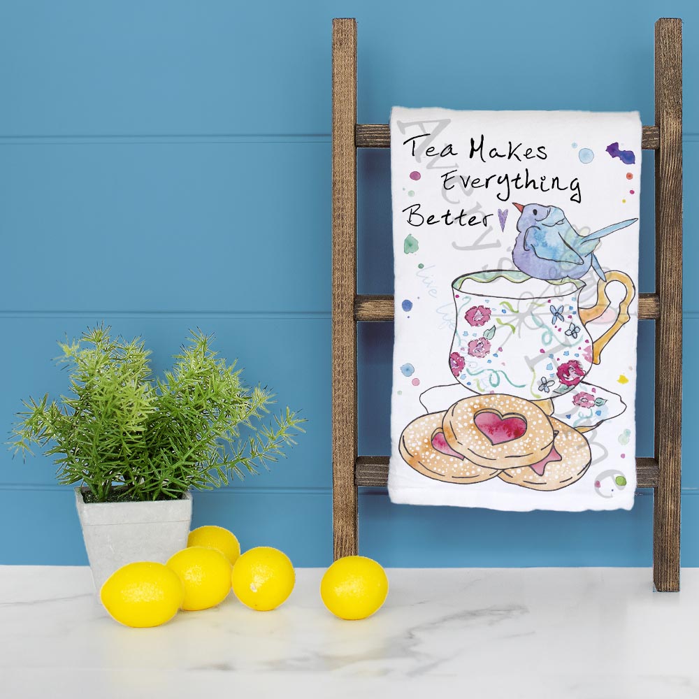 Tea, Cookies & Birds Tea Towel – Cozy Garden Vibe