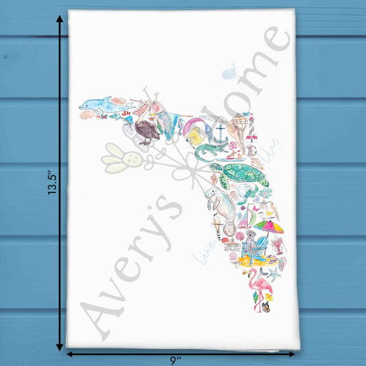 Florida State Icons Tea Towel – Ocean to Orange