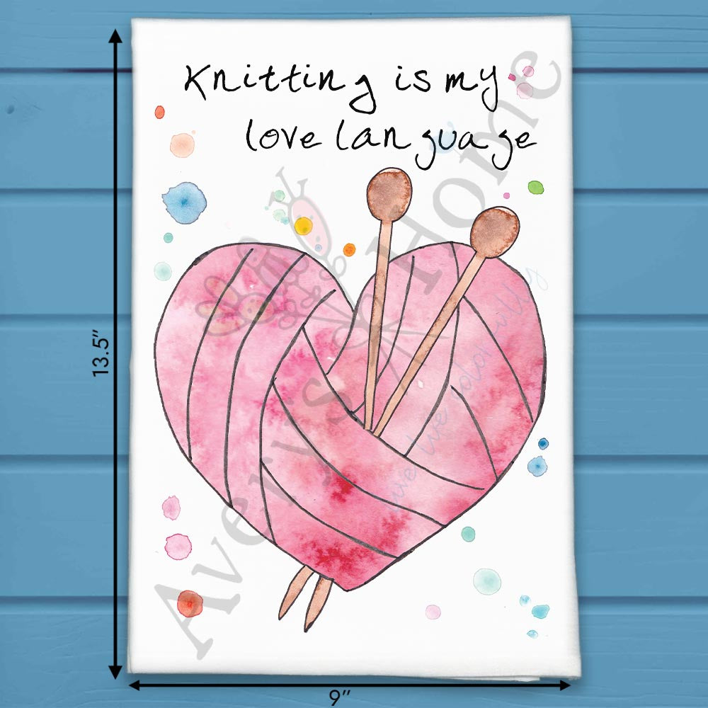 Knitting Love Language Tea Towel – Yarn Craft Decor