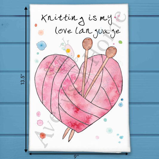 Knitting Love Language Tea Towel – Yarn Craft Decor