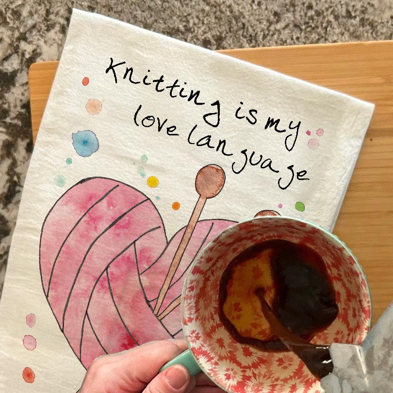 Knitting Love Language Tea Towel – Yarn Craft Decor