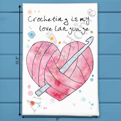 Crochet Love Language Tea Towel – Yarn Craft Decor
