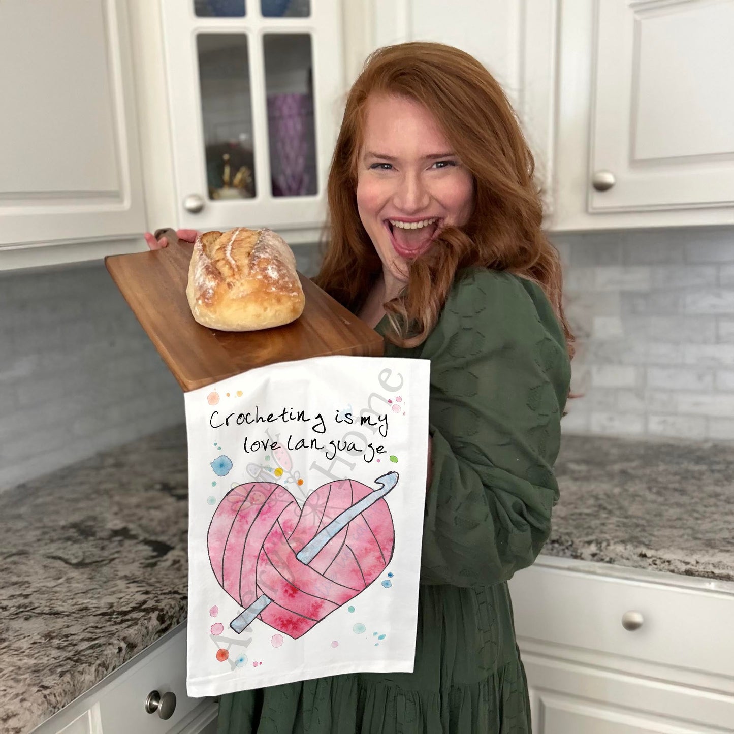 Crochet Love Language Tea Towel – Yarn Craft Decor