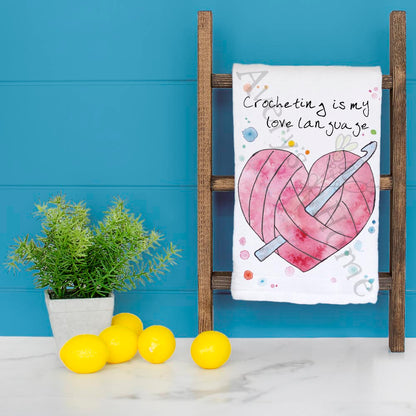Crochet Love Language Tea Towel – Yarn Craft Decor