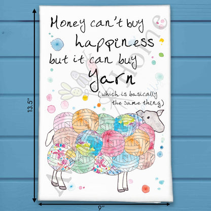 Money Buys Yarn Tea Towel – Funny Crafter Gift