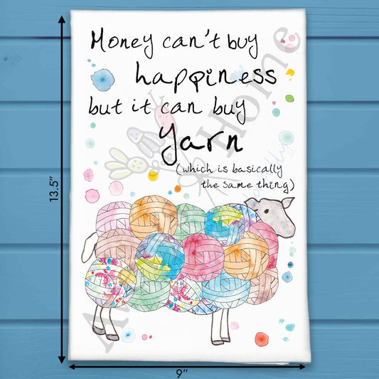 Money Buys Yarn Tea Towel – Funny Crafter Gift