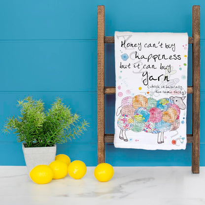 Money Buys Yarn Tea Towel – Funny Crafter Gift