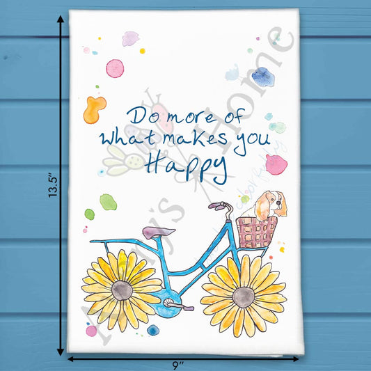 Dog on Bike Tea Towel – Whimsical Garden Ride