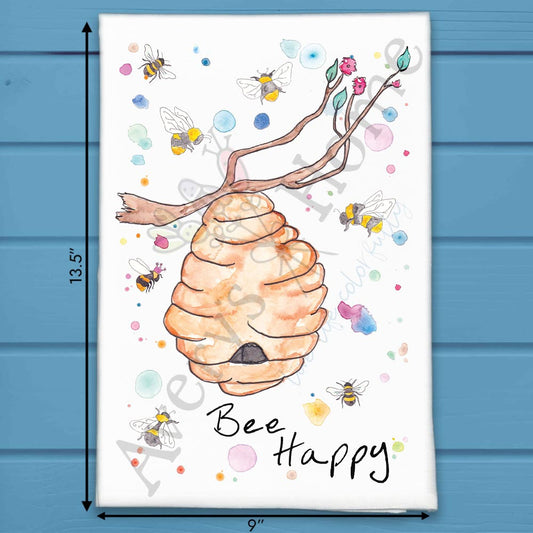 Bee Happy Tea Towel – Garden Positivity Decor