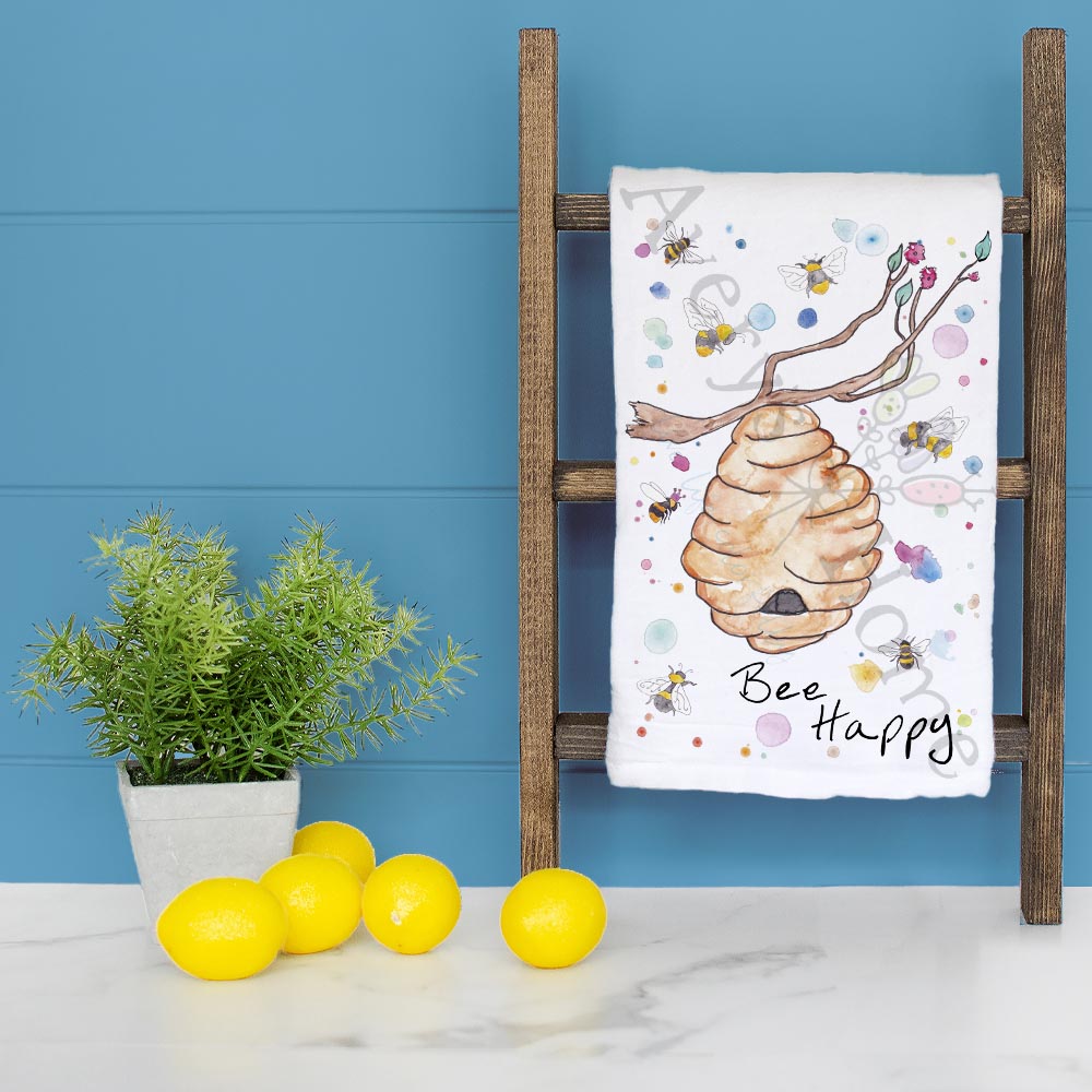 Bee Happy Tea Towel – Garden Positivity Decor