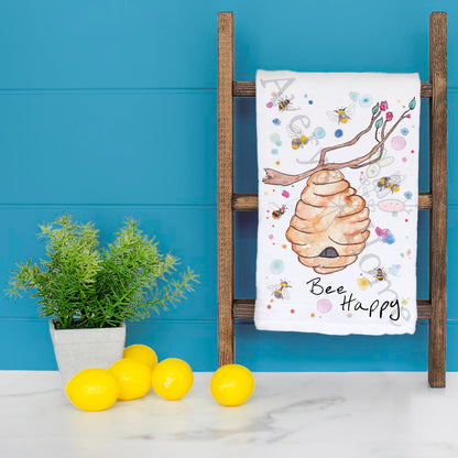 Bee Happy Tea Towel – Garden Positivity Decor