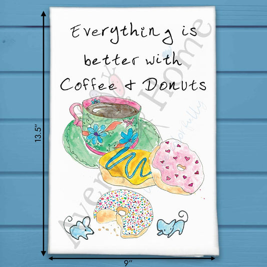 Coffee & Donuts Tea Towel – Breakfast Lover Gift