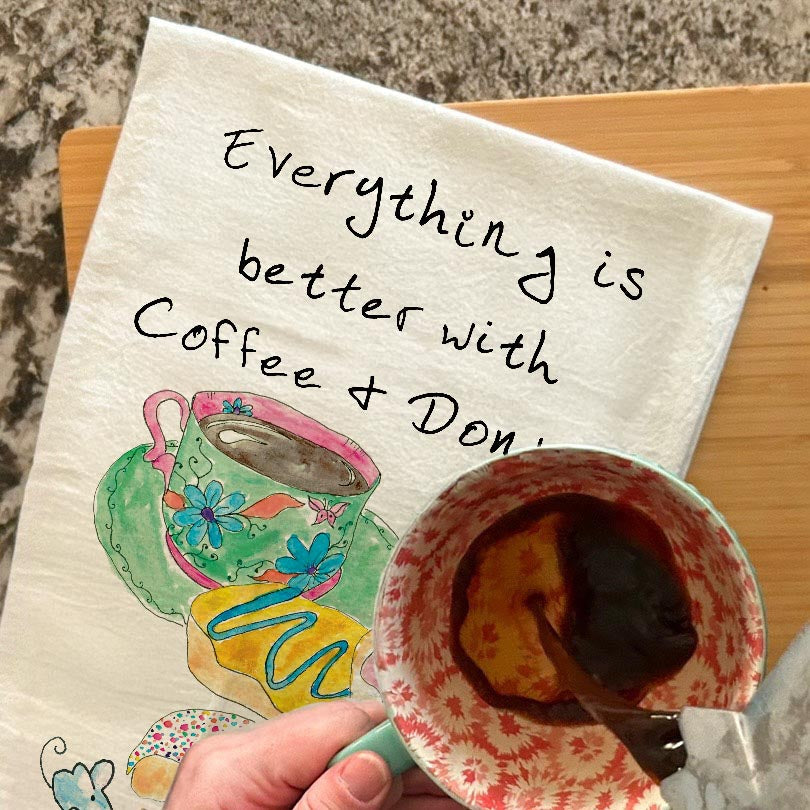 Coffee & Donuts Tea Towel – Breakfast Lover Gift