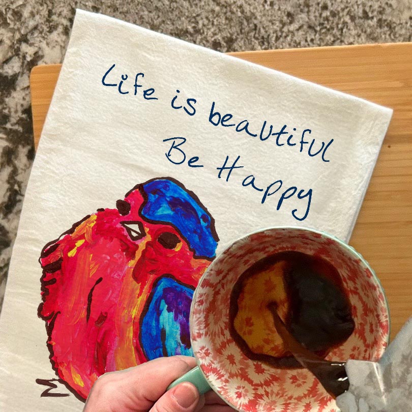 Life Is Beautiful Tea Towel – Bird & Floral Decor