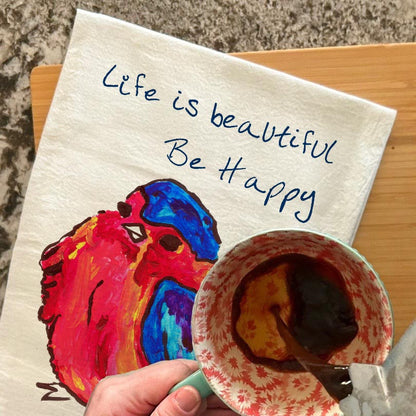 Life Is Beautiful Tea Towel – Bird & Floral Decor